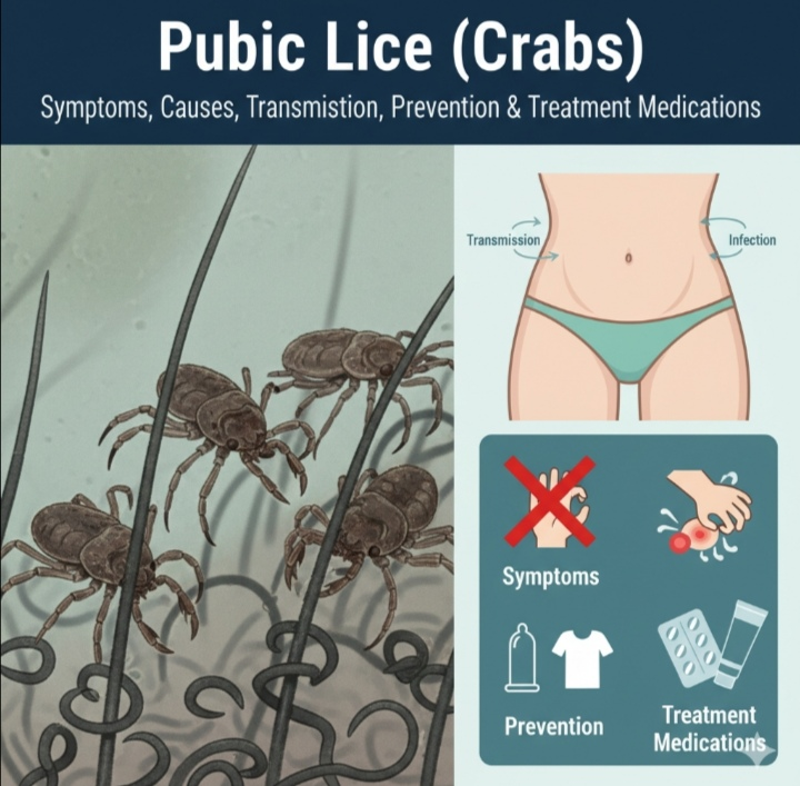 Pubic Lice (Crabs): Symptoms, Causes, Transmission, Prevention & Treatment Medications