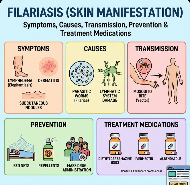 Filariasis (Skin Manifestation): Symptoms, Causes, Transmission, Prevention & Treatment Medications