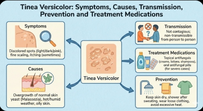 Tinea Versicolor: Symptoms, Causes, Transmission, Prevention and Treatment Medications