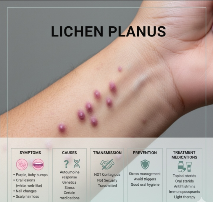 Lichen Planus: Symptoms, Causes, Transmission, Prevention & Treatment Medications