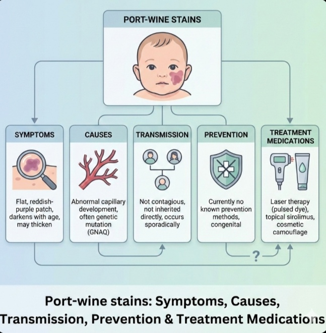 Port-wine stains: Symptoms, Causes, Transmission, Prevention & Treatment Medications