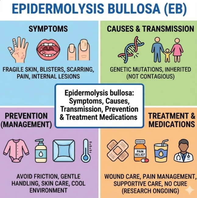 Epidermolysis bullosa: Symptoms, Causes, Transmission, Prevention & Treatment Medications